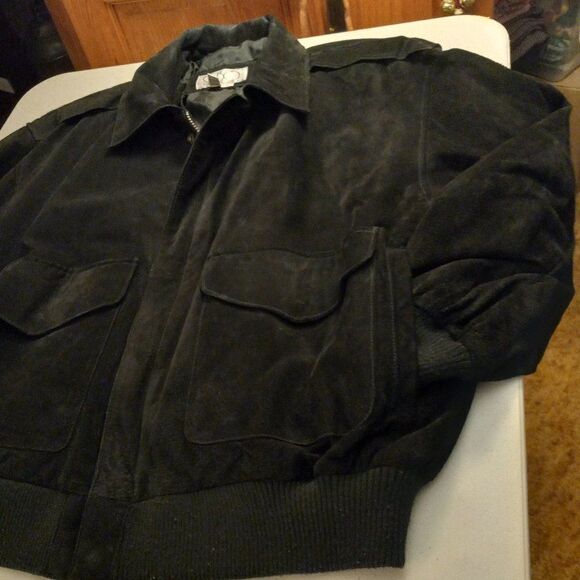 OBO Black Leather Bomber Jacket